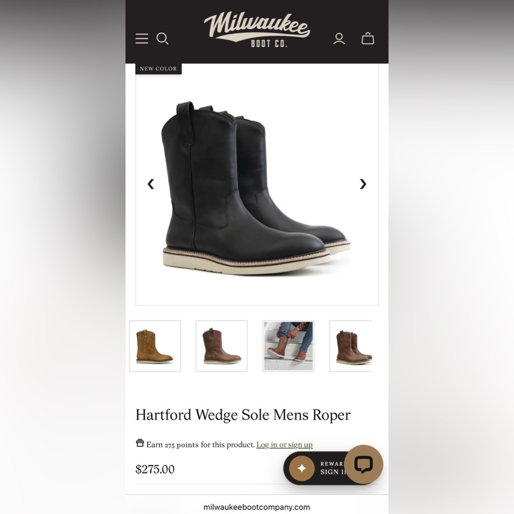 Milwaukee Hartford Wedge Sole Men's Roper Boots - Black